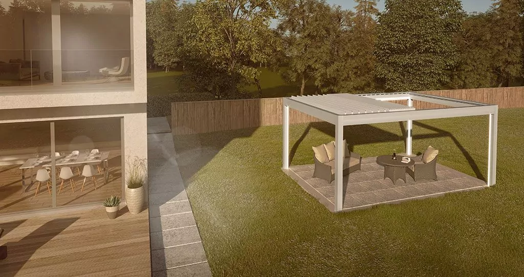 Lamellendach im Garten